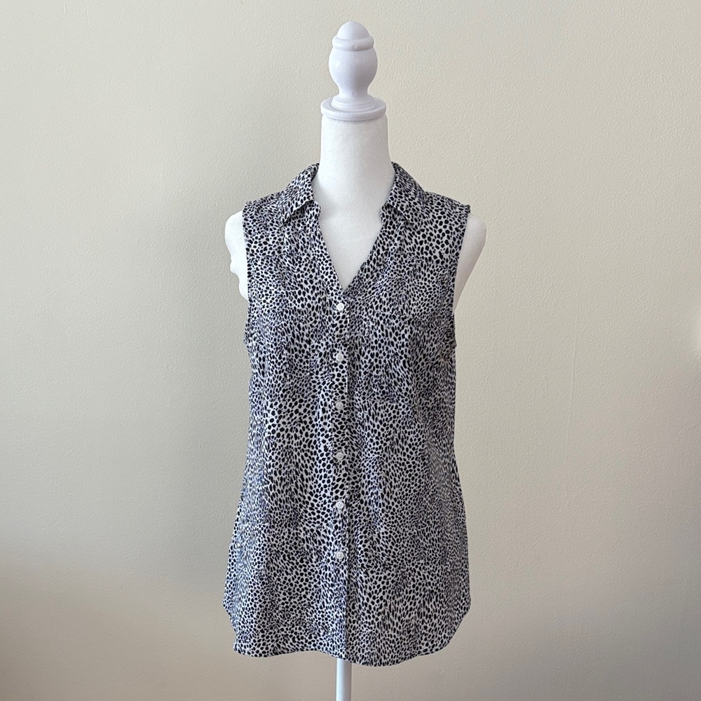 Animal Print Black And White Sleeveless Top